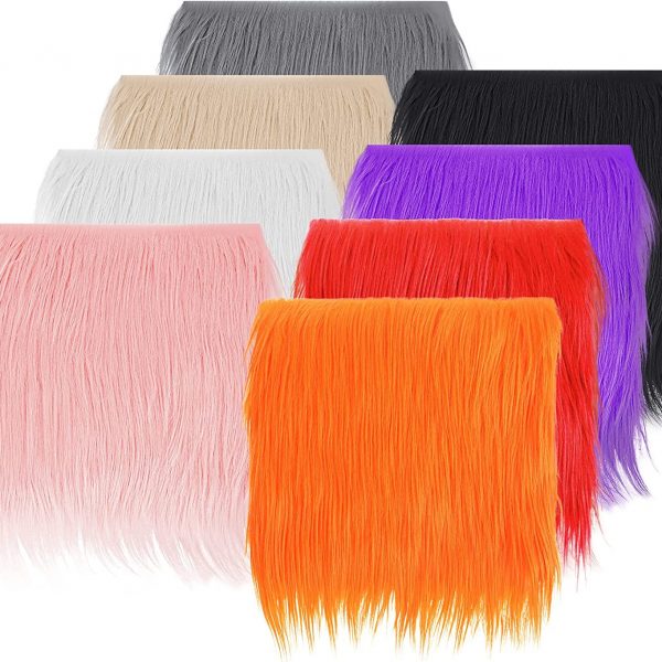 8 Pieces Faux Fox Fur Square Fabric 10 x 10 Inch