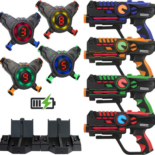 ArmoGear Rechargeable Laser Tag Guns Set of 4 and Vests Set of 4