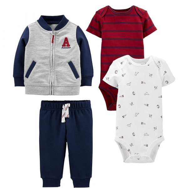 Simple Joys by Carter's Baby Boys' 4-Piece Fleece Jacket, Pant, and Bodysuit Set