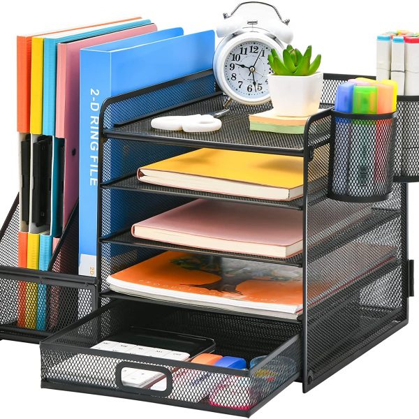 Marbrasse Desk Organizer with File Holder