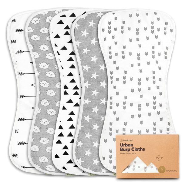 5-Pack Organic Burp Cloths for Baby Boys and Girls