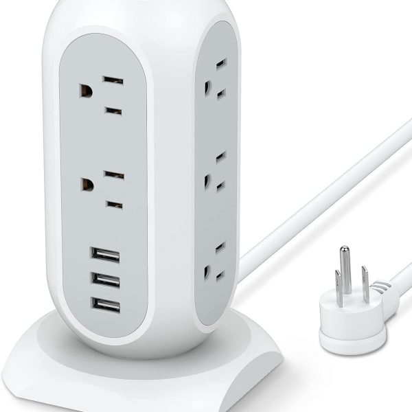 Tower Power Strip with 11 Outlets 3 USB Chargers